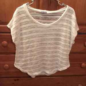 Striped lace short sleeve top